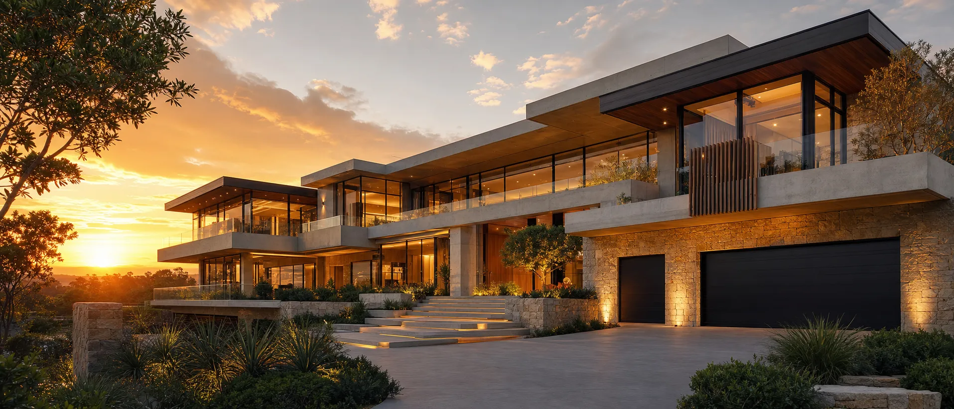 Luxury Australian residence at golden hour